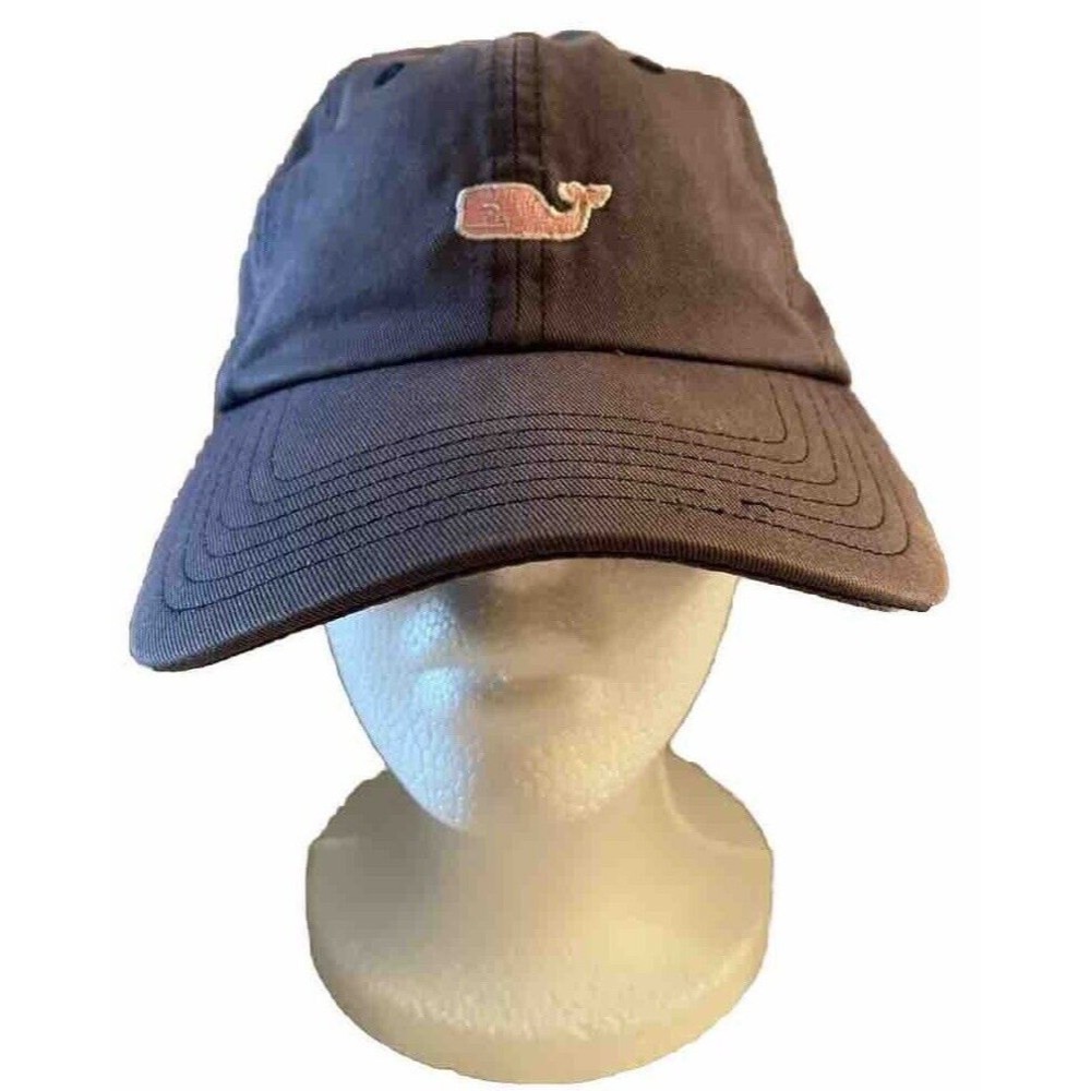 Vineyard Vines Golf Hat Adjustable Strap  Distressed Blue Pink Whale Logo